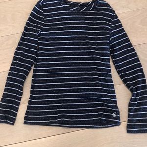 Joules navy & silver striped long sleeve tee, Sz 8